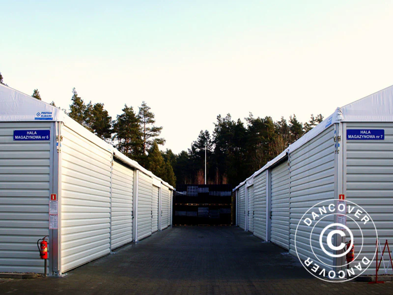 Industriell förvaringshall Alu 15x30x6,53m med skjutport, PVC/Metall, Vit - Image 7