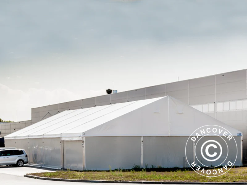 Industriell förvaringshall Alu 15x30x6,53m med skjutport, PVC, Vit - Image 5