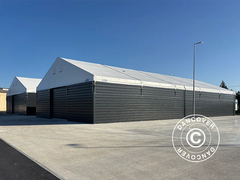 Industriell förvaringshall Alu 20x30x8,04m med skjutport, PVC/Metall, Vit - Image 8