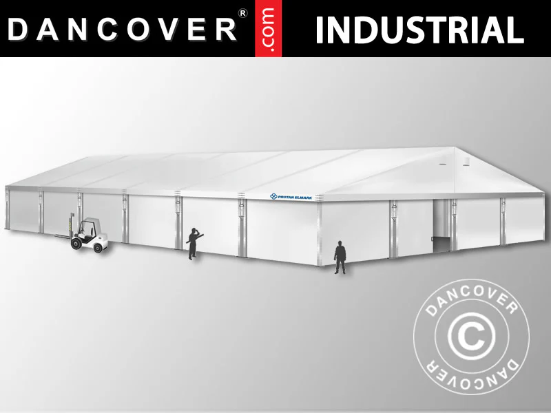 Industriell förvaringshall Alu 20x30x8,04m med skjutport, PVC, Vit