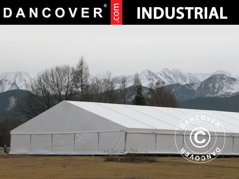 Industriell förvaringshall Alu 20x30x8,04m med skjutport, PVC, Vit - Image 2