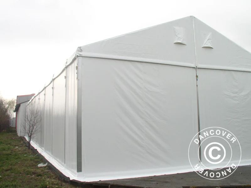 Industriell förvaringshall Alu 20x30x8,04m med skjutport, PVC, Vit - Image 8