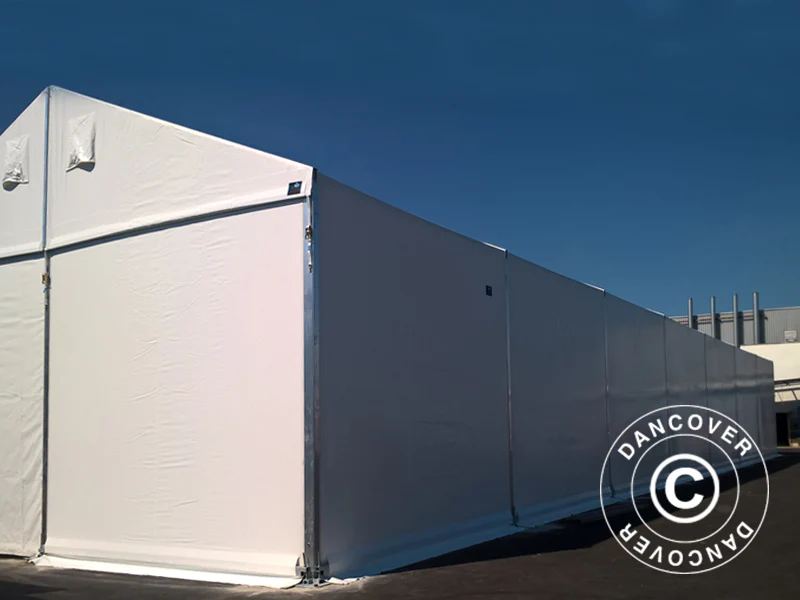 Industriell förvaringshall Alu 20x30x8,04m med skjutport, PVC, Vit - Image 9