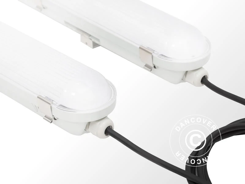 Industriell LED-lysrörsarmatur med 2 anslutna armaturer, Vit - Image 4