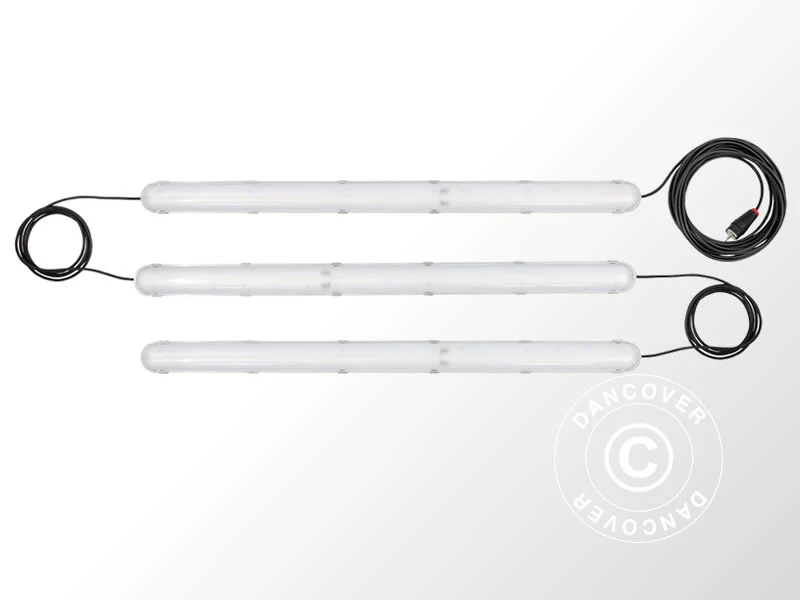 Industriell LED-lysrörslampa med 3 anslutna armaturer, Vit - Image 2