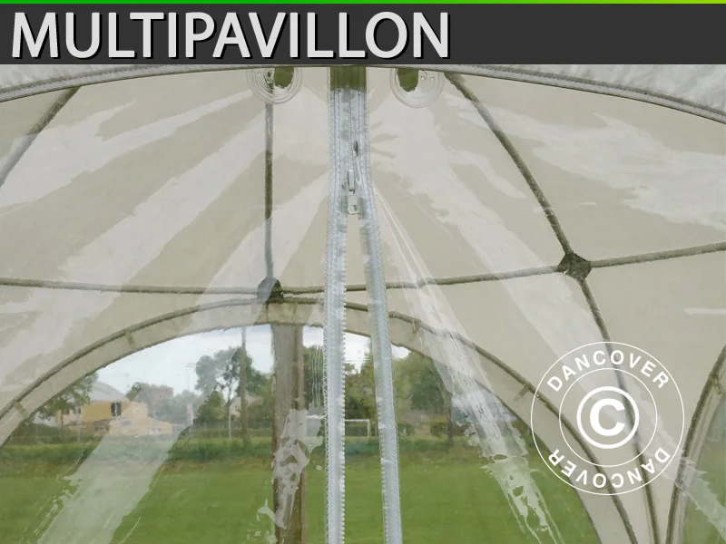 Kupoltält Multipavillon sidovägg med fönster och dragkedja 3x1,95m, Vit