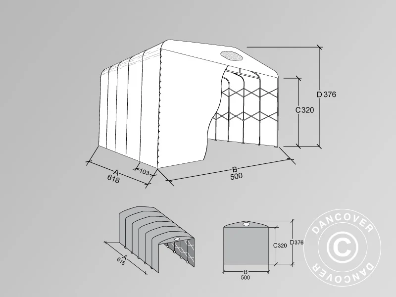 Lagertält Maxi Box, 5x6,18x3,76m, Grå - Image 7