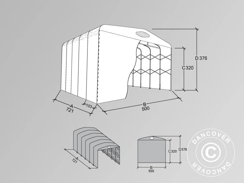 Lagertält Maxi Box, 5x7,21x3,76m, Grå - Image 9