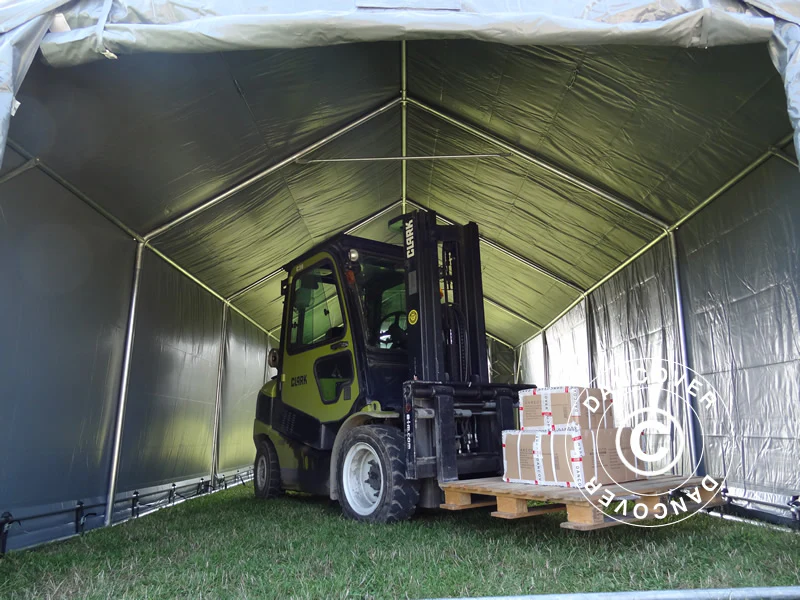 Lagertält PRO 3x8x2x2,82m, PVC, Grå - Image 3