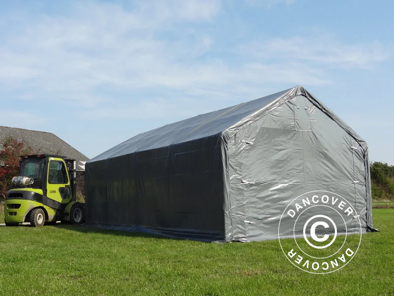 Lagertält PRO 3x8x2x2,82m, PVC, Grå - Image 5