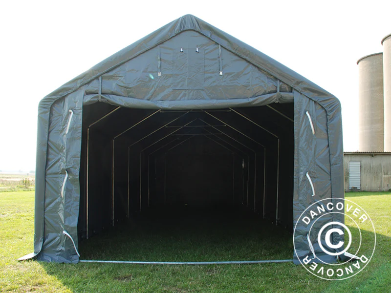 Lagertält PRO 4x12x2x3,1m, PVC, Grå - Image 17