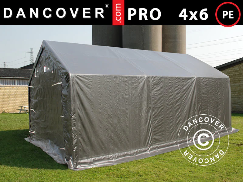 Lagertält PRO 4x6x2x3,1m, PE, Grå