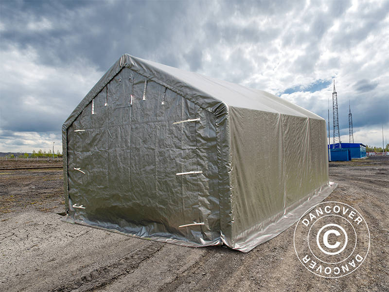 Lagertält PRO 4x6x2x3,1m, PE, Grå - Image 11