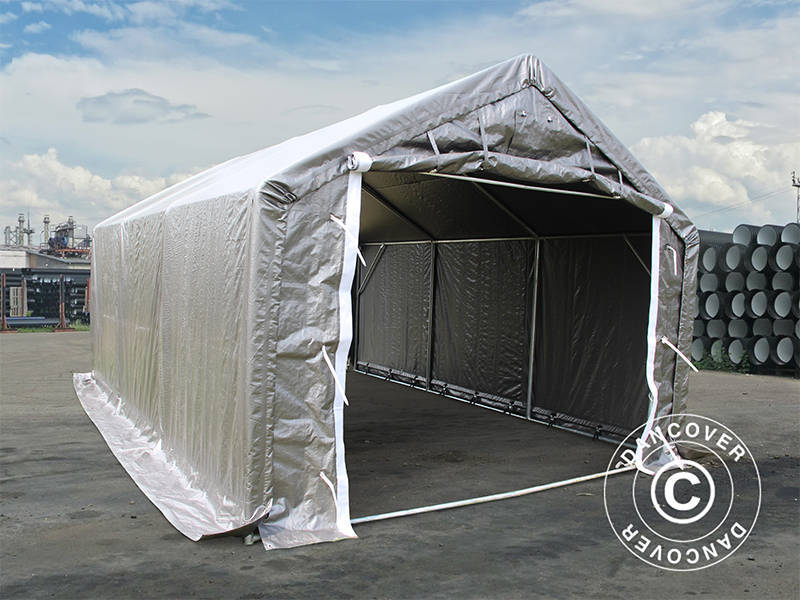 Lagertält PRO 4x6x2x3,1m, PE, Grå - Image 3