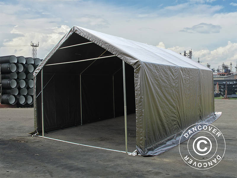 Lagertält PRO 4x6x2x3,1m, PE, Grå - Image 7