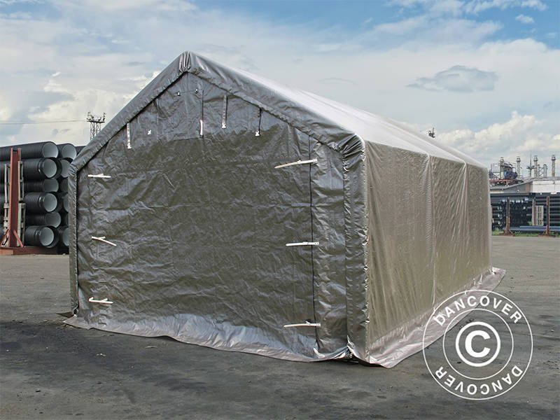 Lagertält PRO 4x6x2x3,1m, PE, Grå - Image 8