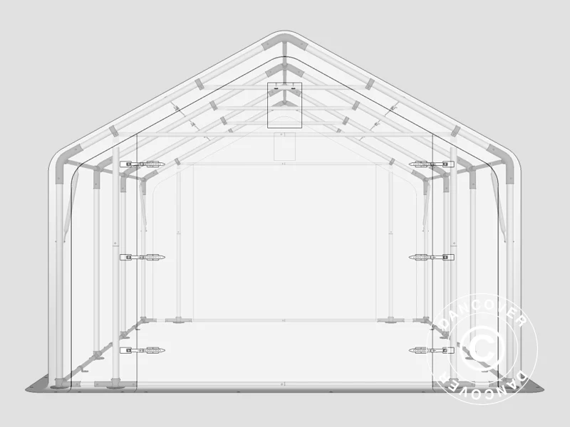 Lagertält PRO 4x6x2x3,1m, PVC, Grå - Image 10