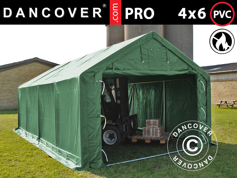 Lagertält PRO 4x6x2x3,1m, PVC, Grön