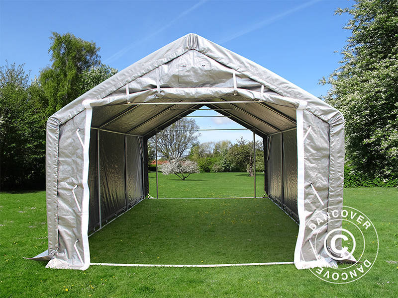 Lagertält PRO 4x8x2,5x3,6m, PE, Grå - Image 3