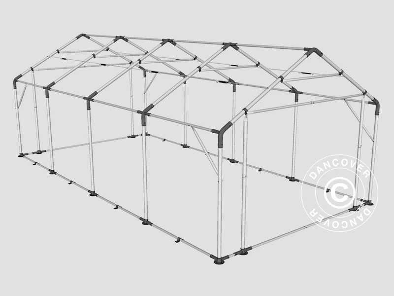 Lagertält PRO 4x8x2,5x3,6m, PE, Grå - Image 9