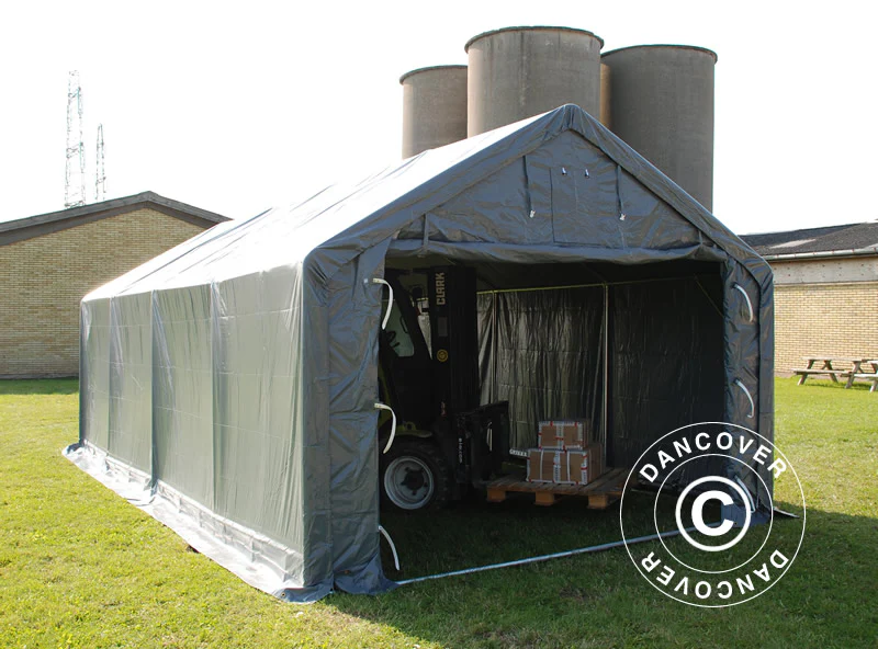 Lagertält PRO 4x8x2x3,1m, PVC, Grå - Image 10