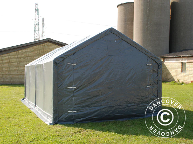 Lagertält PRO 4x8x2x3,1m, PVC, Grå - Image 5