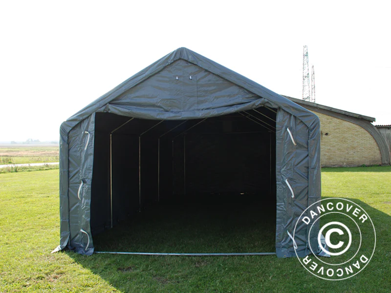 Lagertält PRO 4x8x2x3,1m, PVC, Grå - Image 7