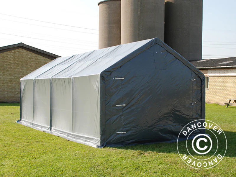 Lagertält PRO 4x8x2x3,1m, PVC, Grå - Image 9
