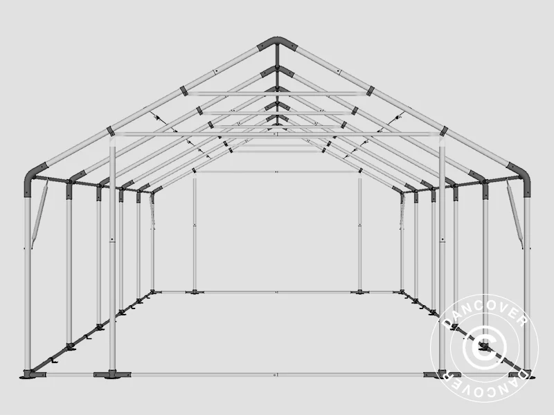 Lagertält PRO 5x10x2x3,39m, PVC, Grå - Image 19