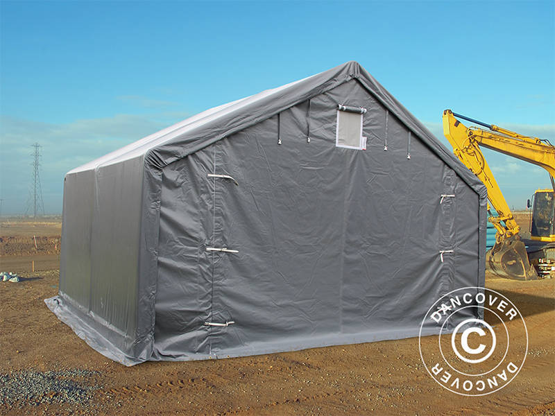 Lagertält PRO 5x4x2x3,39m, PVC, Grå - Image 12