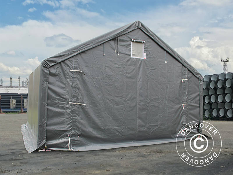 Lagertält PRO 5x4x2x3,39m, PVC, Grå - Image 4