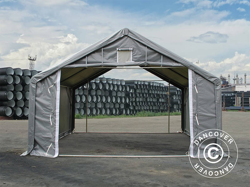 Lagertält PRO 5x4x2x3,39m, PVC, Grå - Image 5