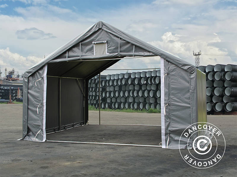 Lagertält PRO 5x4x2x3,39m, PVC, Grå - Image 6
