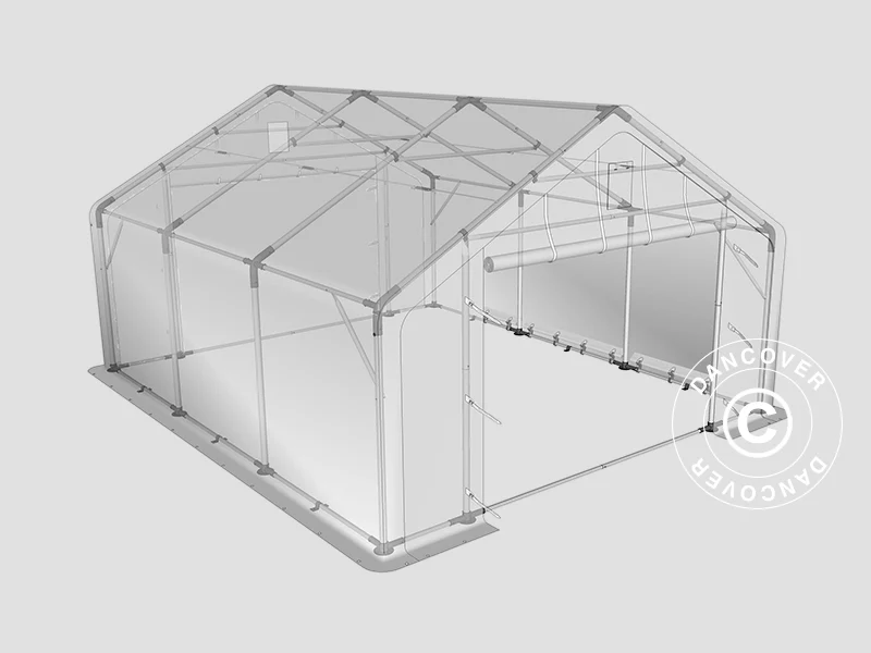 Lagertält PRO 5x6x2x3,39m, PVC, Grå - Image 16