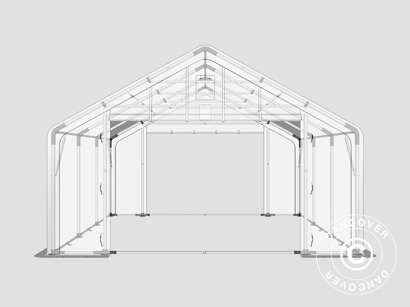 Lagertält PRO 5x6x2x3,39m, PVC, Grå - Image 17