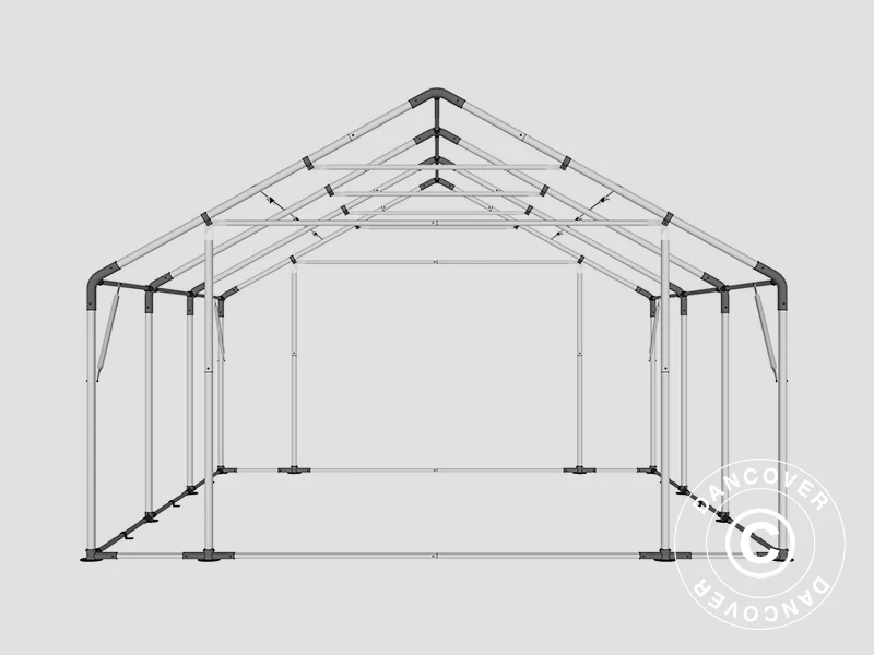 Lagertält PRO 5x6x2x3,39m, PVC, Grå - Image 23