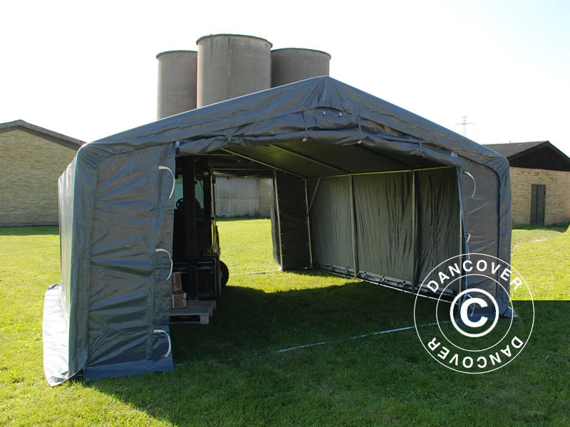 Lagertält PRO 5x6x2x3,39m, PVC, Grå - Image 3