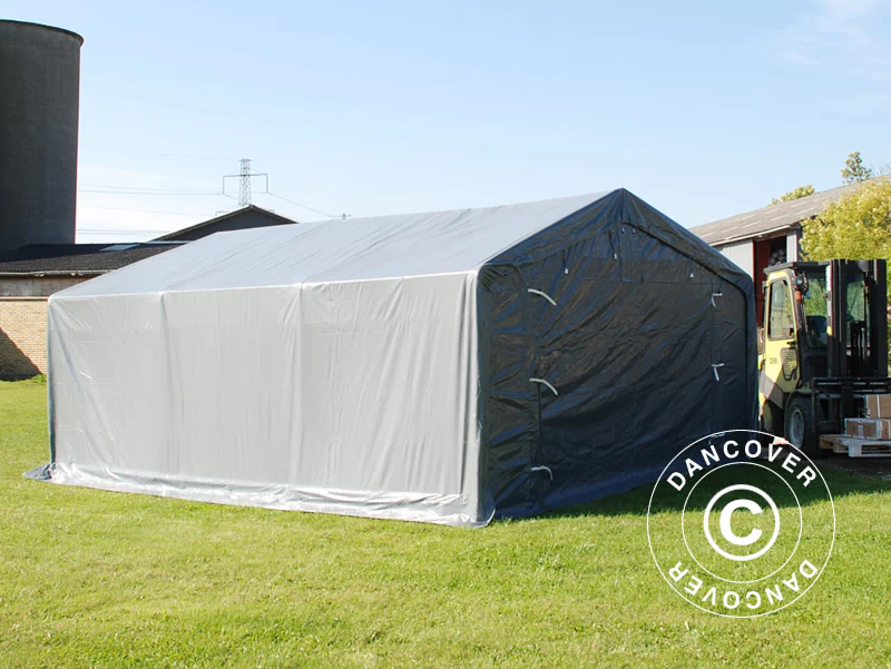 Lagertält PRO 5x6x2x3,39m, PVC, Grå - Image 4
