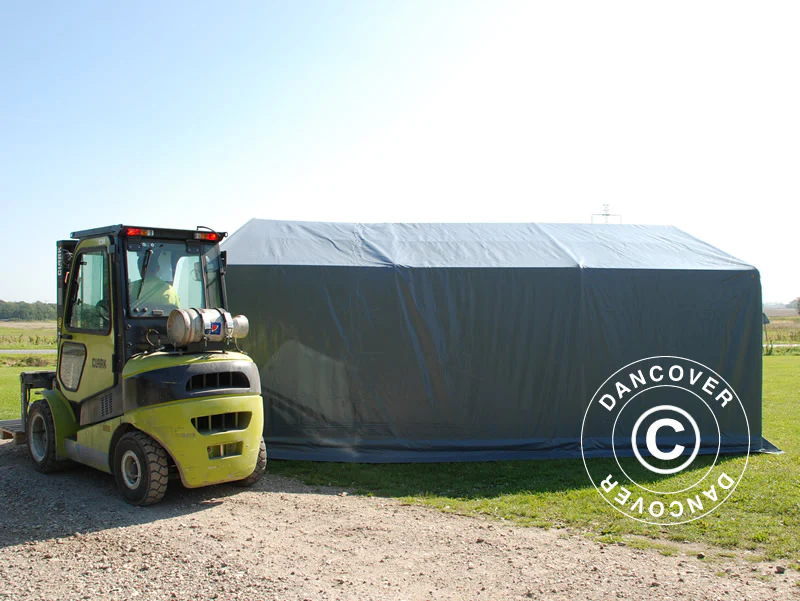 Lagertält PRO 5x6x2x3,39m, PVC, Grå - Image 6