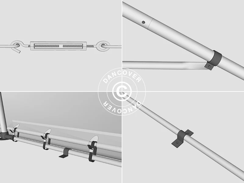 Lagertält PRO 5x8x2,5x3,89m, PVC, Grå - Image 24