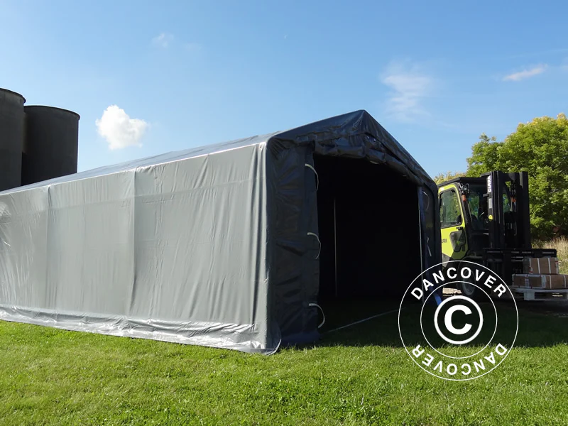 Lagertält PRO 5x8x2,5x3,89m, PVC, Grå - Image 6