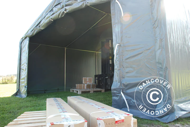 Lagertält PRO 5x8x2x3,39m, PVC, Grå - Image 11