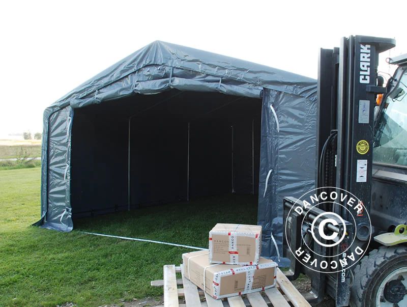 Lagertält PRO 5x8x2x3,39m, PVC, Grå - Image 12