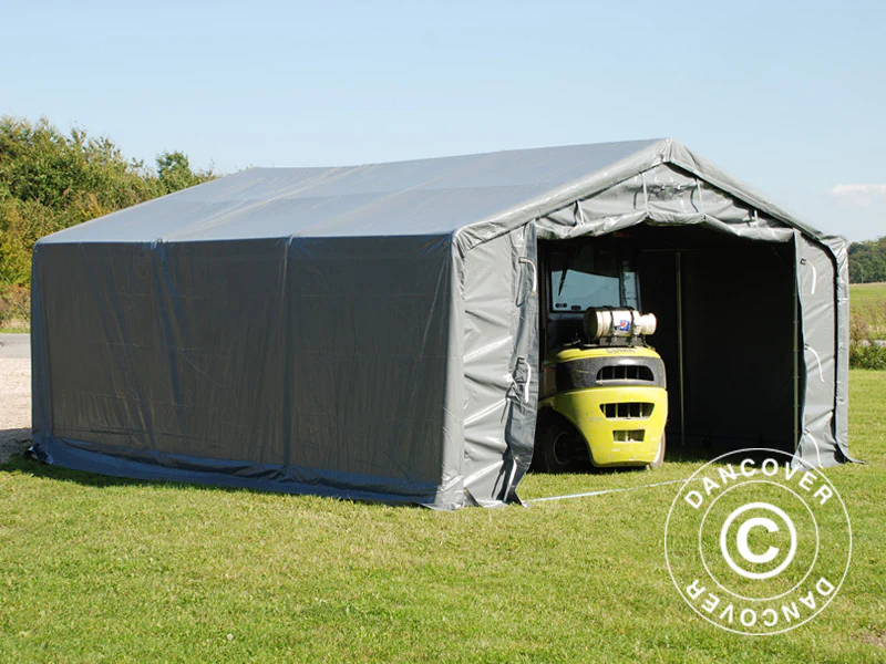 Lagertält PRO 5x8x2x3,39m, PVC, Grå - Image 7