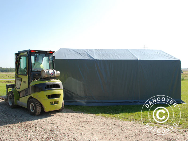 Lagertält PRO 5x8x2x3,39m, PVC, Grå - Image 8