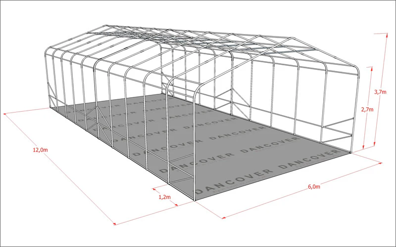 Lagertält PRO 6x12x3,7m PVC med takpanel, Grå - Image 15