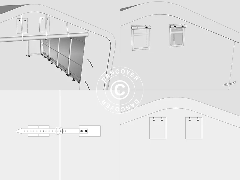 Lagertält PRO 6x12x3,7m PVC med takpanel, Grå - Image 27