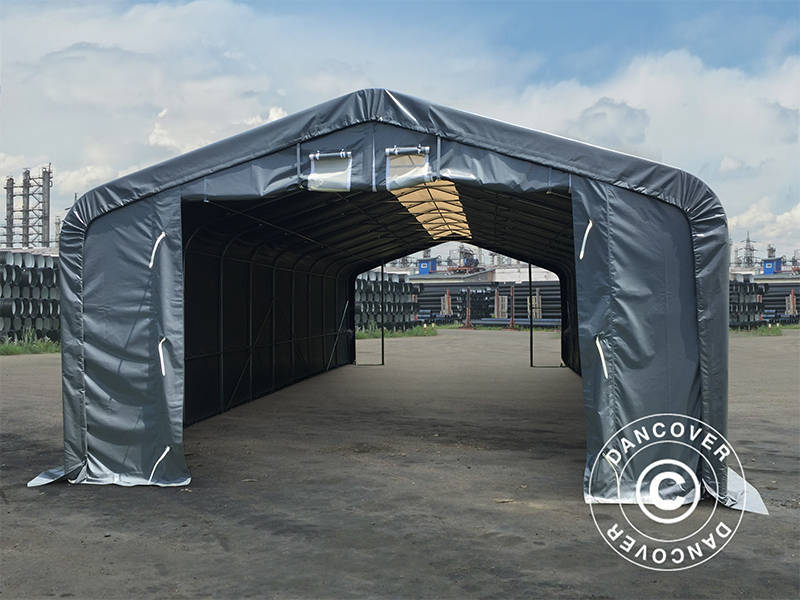 Lagertält PRO 6x12x3,7m PVC med takpanel, Grå - Image 4