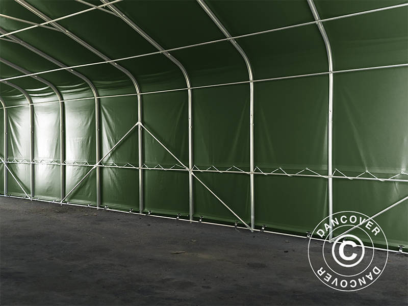 Lagertält PRO 6x12x3,7m PVC med takpanel, Grön - Image 10