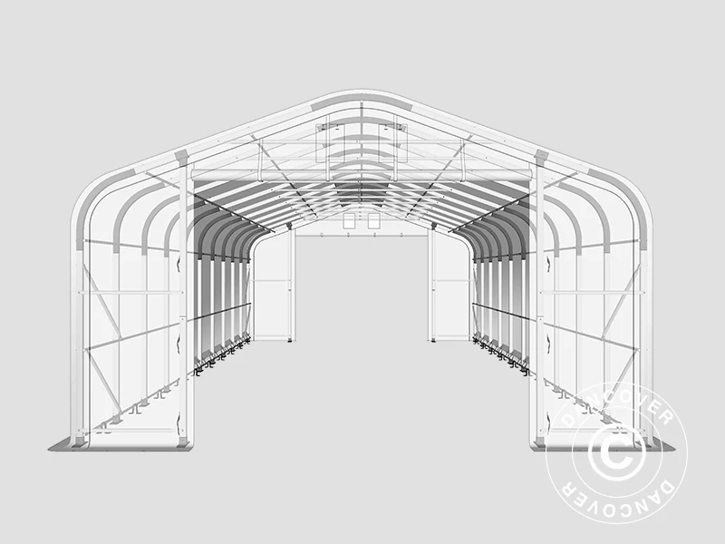 Lagertält PRO 6x12x3,7m PVC med takpanel, Grön - Image 15